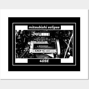 MITSUBISHI ECLIPSE D20 ENGINE (Black Version) Posters and Art